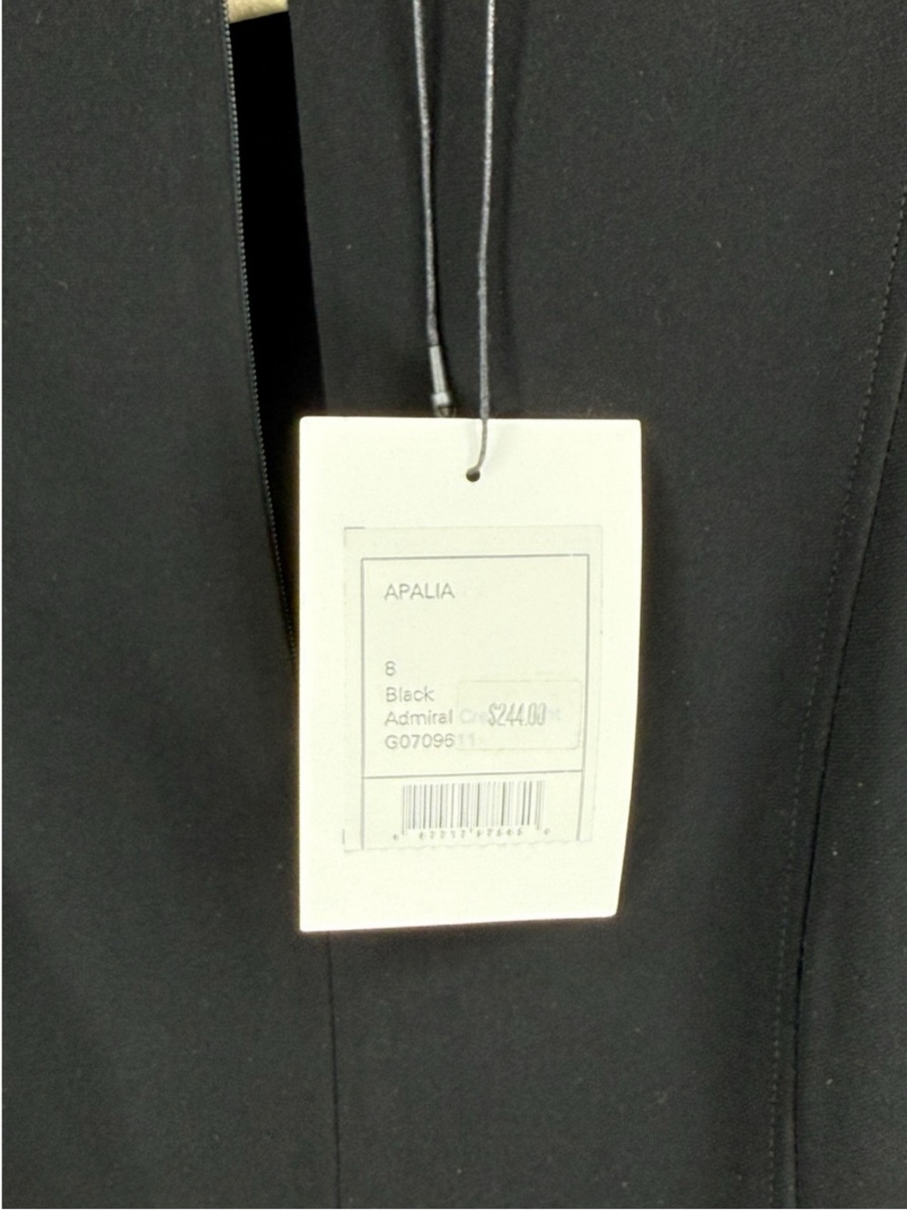 Theory Admiral Crepe Front Zip Black Shift Dress Front Pockets Sz 8 | NWT - Picture 6 of 6